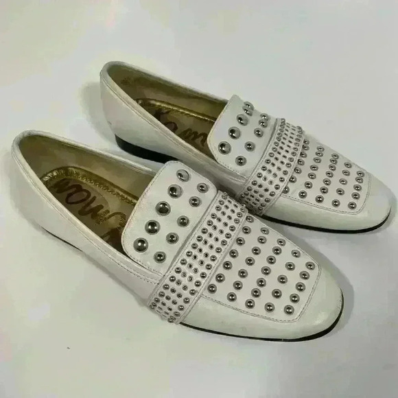 Sam Edelman Chesney Studded Loafer Leather White Women size 6.5 - Picture 3 of 9